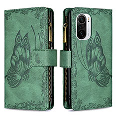 Leather Case Stands Butterfly Flip Cover Holder B03F for Xiaomi Mi 11X Pro 5G Green