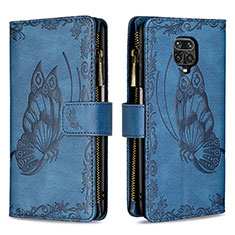 Leather Case Stands Butterfly Flip Cover Holder B03F for Xiaomi Poco M2 Pro Blue
