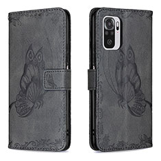Leather Case Stands Butterfly Flip Cover Holder B03F for Xiaomi Poco M5S Black