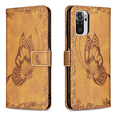 Leather Case Stands Butterfly Flip Cover Holder B03F for Xiaomi Poco M5S Brown