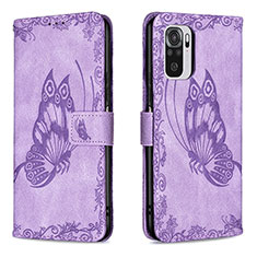 Leather Case Stands Butterfly Flip Cover Holder B03F for Xiaomi Poco M5S Clove Purple