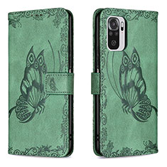Leather Case Stands Butterfly Flip Cover Holder B03F for Xiaomi Poco M5S Green