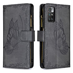 Leather Case Stands Butterfly Flip Cover Holder B03F for Xiaomi Redmi 10 (2022) Black