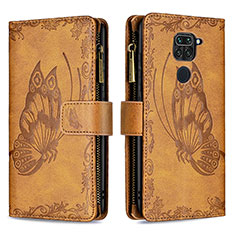 Leather Case Stands Butterfly Flip Cover Holder B03F for Xiaomi Redmi 10X 4G Brown