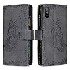 Leather Case Stands Butterfly Flip Cover Holder B03F for Xiaomi Redmi 9AT Black