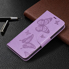 Leather Case Stands Butterfly Flip Cover Holder B13F for Samsung Galaxy S21 5G Clove Purple