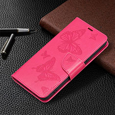 Leather Case Stands Butterfly Flip Cover Holder B13F for Samsung Galaxy S21 5G Hot Pink