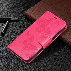 Leather Case Stands Butterfly Flip Cover Holder B13F for Samsung Galaxy S21 Plus 5G Hot Pink