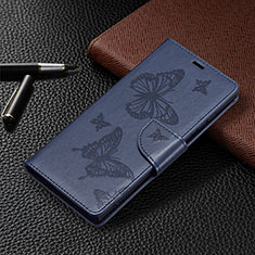 Leather Case Stands Butterfly Flip Cover Holder B13F for Samsung Galaxy S21 Ultra 5G Blue