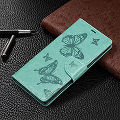 Leather Case Stands Butterfly Flip Cover Holder B13F for Samsung Galaxy S21 Ultra 5G Green