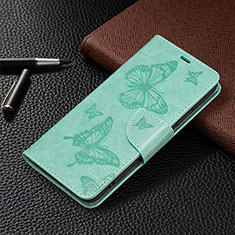 Leather Case Stands Butterfly Flip Cover Holder B13F for Samsung Galaxy S22 Plus 5G Green