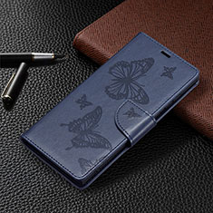 Leather Case Stands Butterfly Flip Cover Holder B13F for Samsung Galaxy S22 Ultra 5G Blue