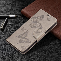 Leather Case Stands Butterfly Flip Cover Holder B13F for Samsung Galaxy S23 Plus 5G Gray