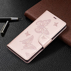 Leather Case Stands Butterfly Flip Cover Holder B13F for Samsung Galaxy S23 Ultra 5G Gold