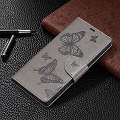 Leather Case Stands Butterfly Flip Cover Holder B13F for Samsung Galaxy S23 Ultra 5G Gray