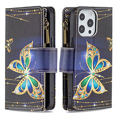 Leather Case Stands Butterfly Flip Cover Holder for Apple iPhone 13 Pro Mixed