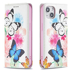 Leather Case Stands Butterfly Flip Cover Holder for Apple iPhone 14 Pink