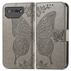 Leather Case Stands Butterfly Flip Cover Holder for Asus ROG Phone 7 Gray