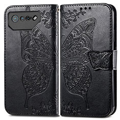 Leather Case Stands Butterfly Flip Cover Holder for Asus ROG Phone 7 Pro Black