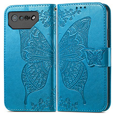 Leather Case Stands Butterfly Flip Cover Holder for Asus ROG Phone 7 Pro Blue