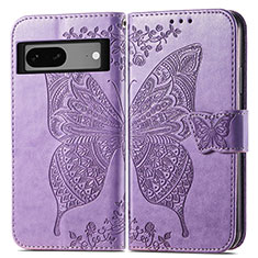 Leather Case Stands Butterfly Flip Cover Holder for Google Pixel 7a 5G Clove Purple