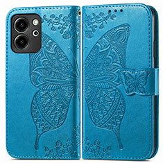 Leather Case Stands Butterfly Flip Cover Holder for Huawei Honor 80 SE 5G Blue