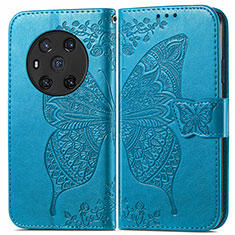 Leather Case Stands Butterfly Flip Cover Holder for Huawei Honor Magic3 5G Blue