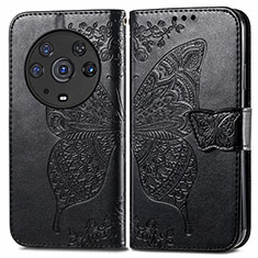 Leather Case Stands Butterfly Flip Cover Holder for Huawei Honor Magic3 Pro 5G Black