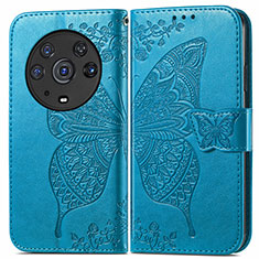 Leather Case Stands Butterfly Flip Cover Holder for Huawei Honor Magic3 Pro 5G Blue