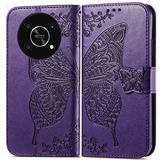 Leather Case Stands Butterfly Flip Cover Holder for Huawei Honor Magic4 Lite 5G Purple