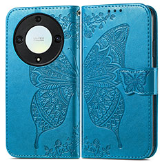 Leather Case Stands Butterfly Flip Cover Holder for Huawei Honor Magic5 Lite 5G Blue