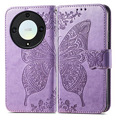 Leather Case Stands Butterfly Flip Cover Holder for Huawei Honor Magic5 Lite 5G Clove Purple