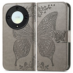 Leather Case Stands Butterfly Flip Cover Holder for Huawei Honor Magic5 Lite 5G Gray