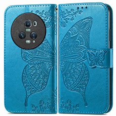 Leather Case Stands Butterfly Flip Cover Holder for Huawei Honor Magic5 Pro 5G Blue