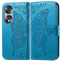 Leather Case Stands Butterfly Flip Cover Holder for Huawei Honor X7b Blue