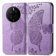 Leather Case Stands Butterfly Flip Cover Holder for Huawei Mate 50 Clove Purple