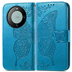 Leather Case Stands Butterfly Flip Cover Holder for Huawei Mate 60 Blue