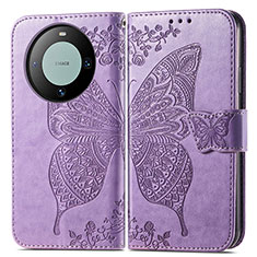 Leather Case Stands Butterfly Flip Cover Holder for Huawei Mate 60 Clove Purple