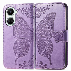 Leather Case Stands Butterfly Flip Cover Holder for Huawei Nova 10 SE Clove Purple