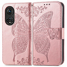 Leather Case Stands Butterfly Flip Cover Holder for Huawei Nova 9 Pro Rose Gold