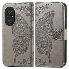 Leather Case Stands Butterfly Flip Cover Holder for Huawei Nova 9 SE Gray