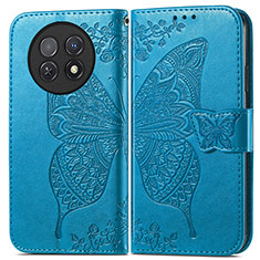 Leather Case Stands Butterfly Flip Cover Holder for Huawei Nova Y91 Blue