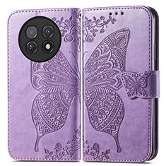 Leather Case Stands Butterfly Flip Cover Holder for Huawei Nova Y91 Clove Purple