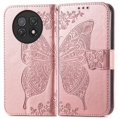 Leather Case Stands Butterfly Flip Cover Holder for Huawei Nova Y91 Rose Gold