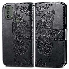 Leather Case Stands Butterfly Flip Cover Holder for Motorola Moto E20 Black