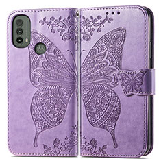 Leather Case Stands Butterfly Flip Cover Holder for Motorola Moto E20 Clove Purple