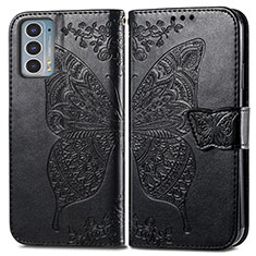 Leather Case Stands Butterfly Flip Cover Holder for Motorola Moto Edge 20 5G Black
