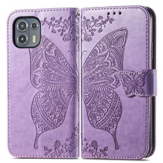 Leather Case Stands Butterfly Flip Cover Holder for Motorola Moto Edge 20 Lite 5G Clove Purple