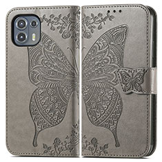 Leather Case Stands Butterfly Flip Cover Holder for Motorola Moto Edge 20 Lite 5G Gray
