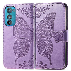 Leather Case Stands Butterfly Flip Cover Holder for Motorola Moto Edge 30 5G Clove Purple